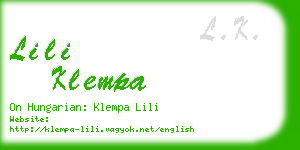 lili klempa business card